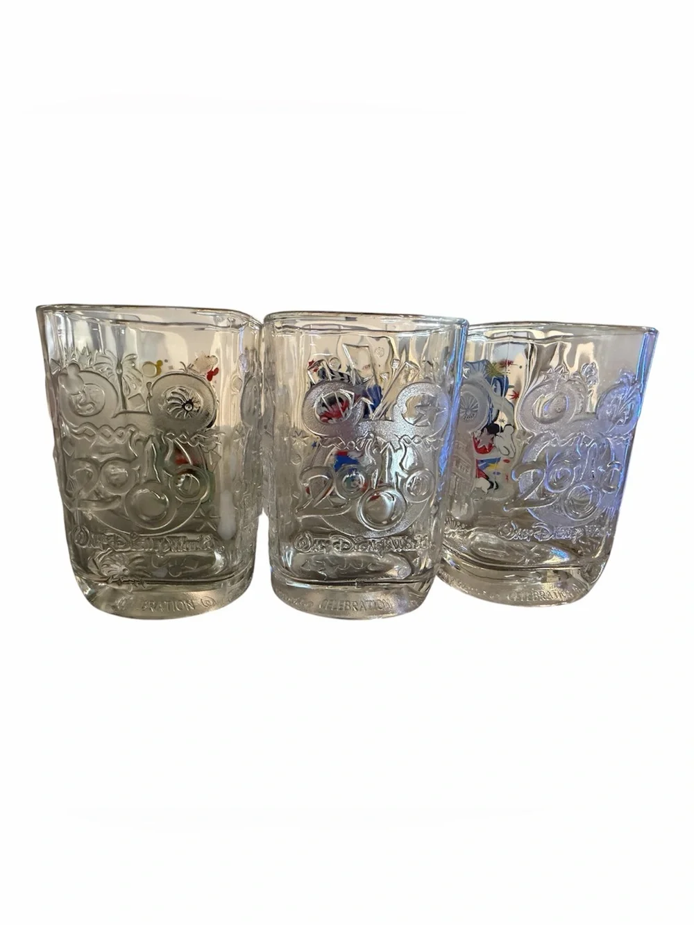 Disney Mickey Mouse 2000 Celebration Glass Tumbler Set of 3 Disney Franchise